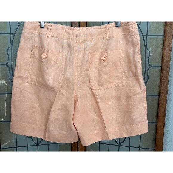 Liz Claiborne Liz Wear 100% Linen Drawstring Coral Shorts Size 14 - Picture 2 of 9